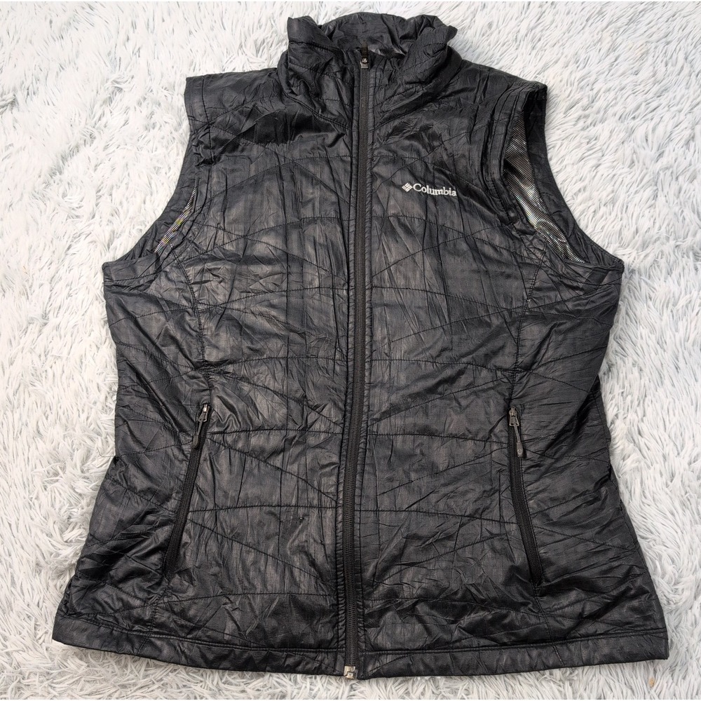 Columbia Vest Womens XL Black Omni Heat Pockets Zip Up Active Outdoors Casual